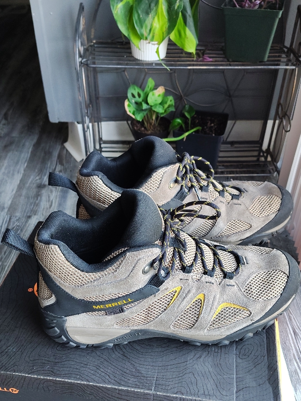 Brown and Tan Mesh Suede Hiking Shoes